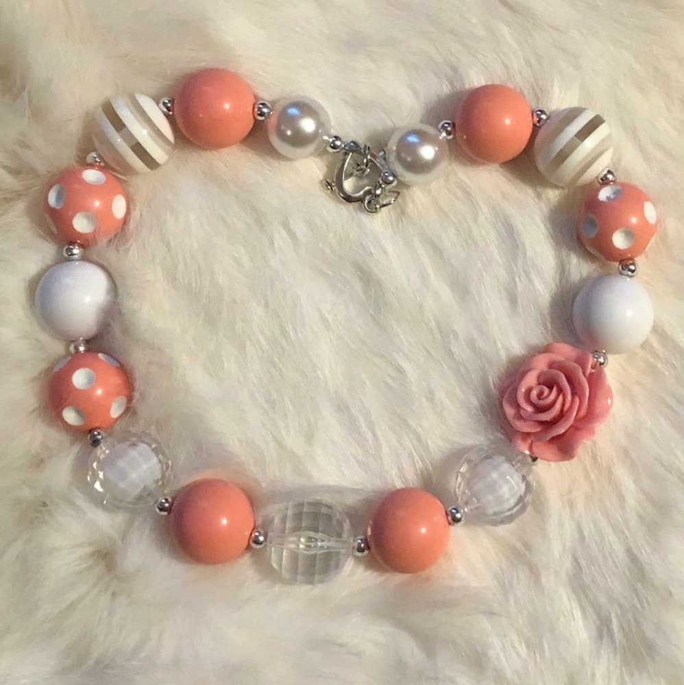 17" Coral Large Beaded Necklace